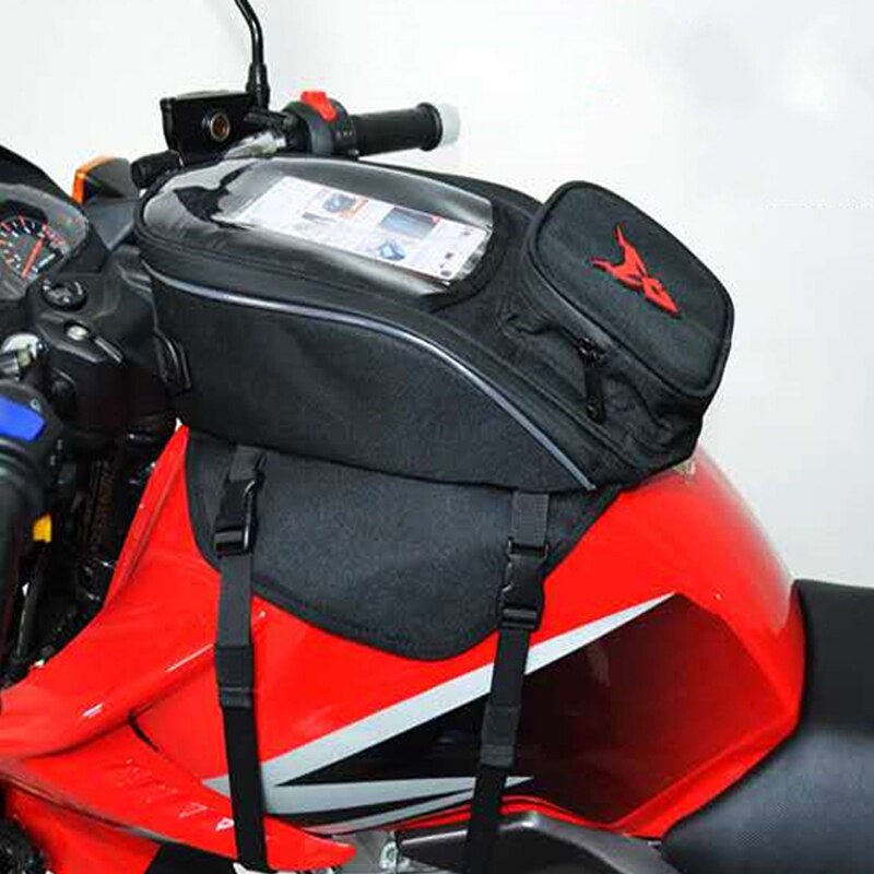 Bolsa de tanque de Motor a prueba de agua para teléfono, bolso de hombro para motocicleta, bolsa de tanque de combustible para Motocross, mochila magnética, color negro
