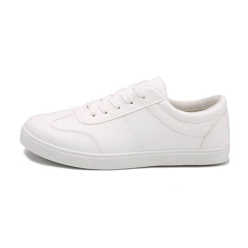 Zapatos deportivos mænd tennissko snørebånd åndbare lædersneakers tenis hombre man fitness sko chaussures homme sneakers: Hvid / 6.5