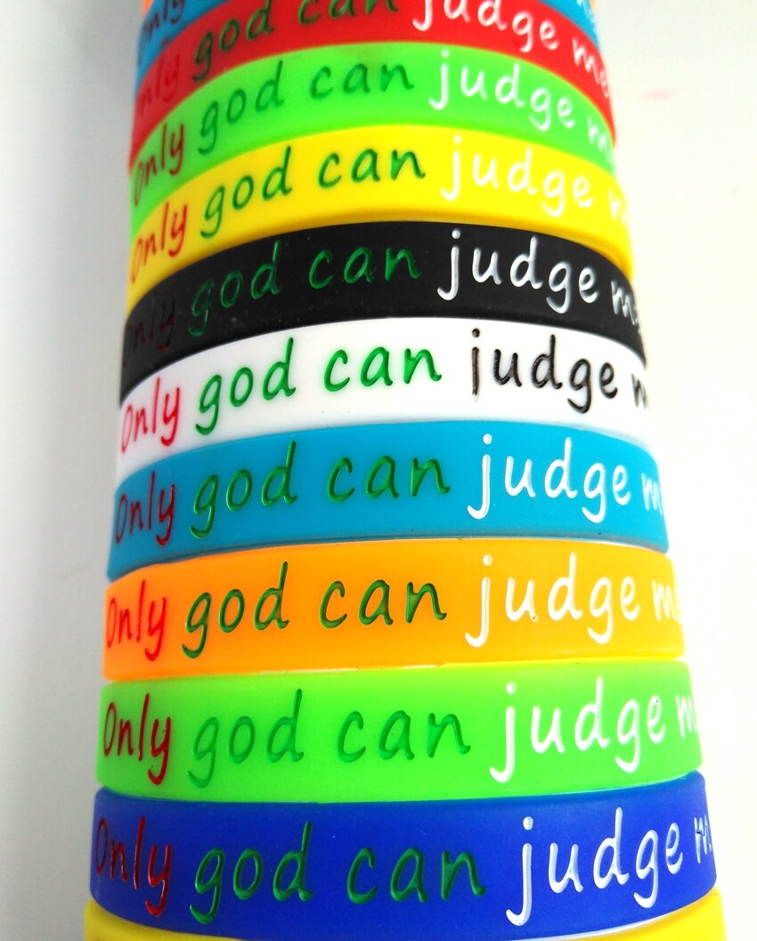 12pcs/lot ONLY GOD CAN JUDGE ME silicone bracelets Width 12mm Religious Jewelry