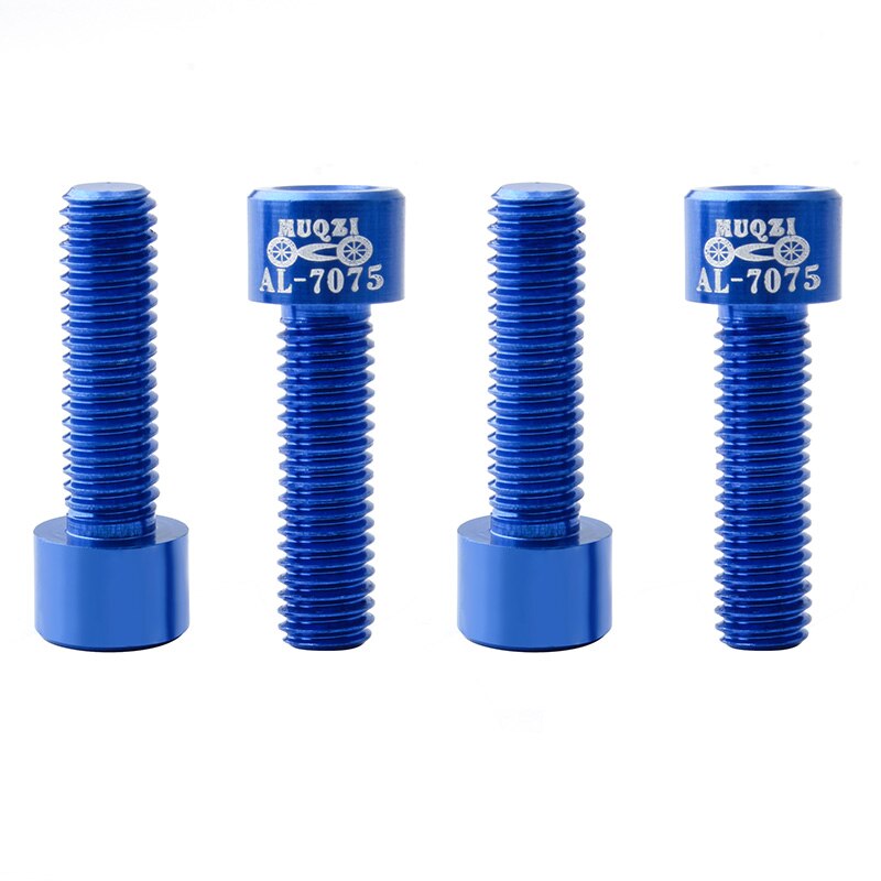 Muqzi-parafuso de haste de bicicleta m5 x 17mm, 4 peças, ultraleve, liga de alumínio 7075, peças fixas para guidão de montanha e estrada: Blue 4pcs