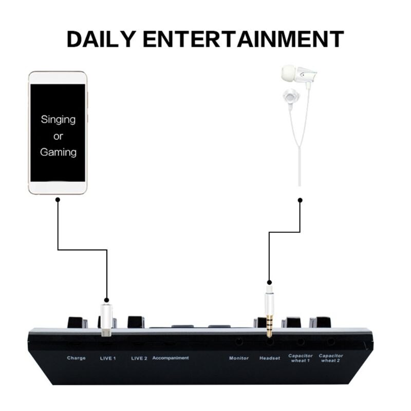 1 set  f8 live ljudkort engelsk version 6 lägen röstmixer mikrofon webbsändning underhållning streamer för telefondator