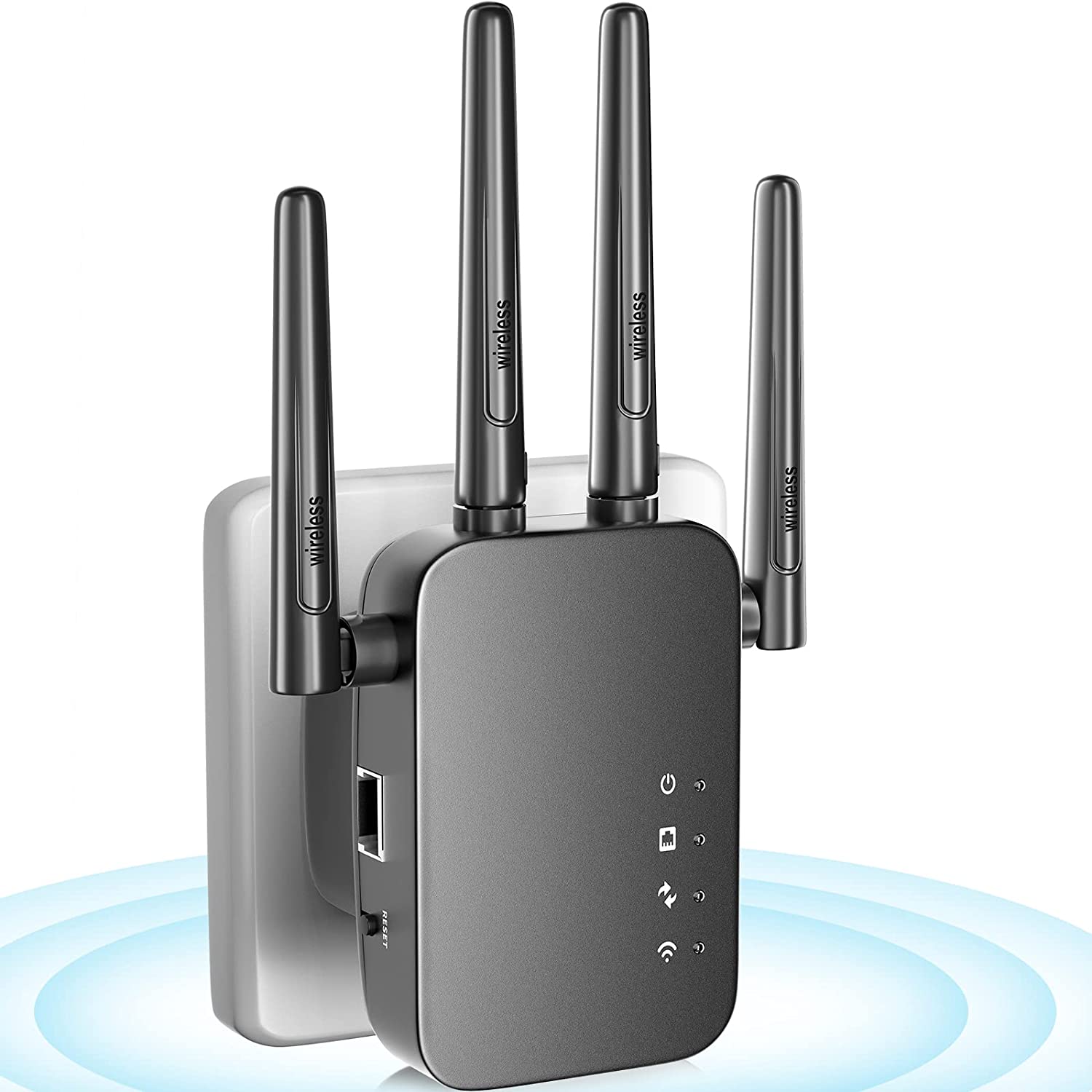 Wireless WiFi Extender Coverage Upto 4000 Sq.ft and 38 Devices Wi-Fi Repeater Long Range Amplifier with Ethernet Port Easy Setup: black / US plug