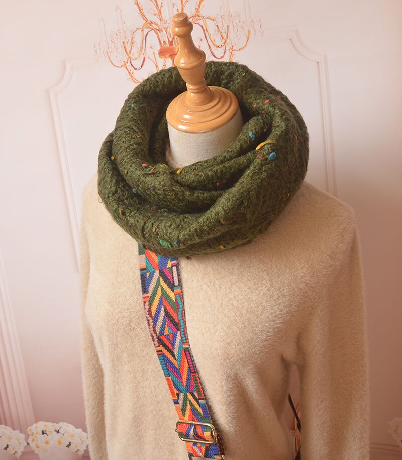 Winter Knitted Snood Scarf Women Warm Infinity Chunky Colorful Soft Circle Ring Scarf Loop Foulard Femme Top