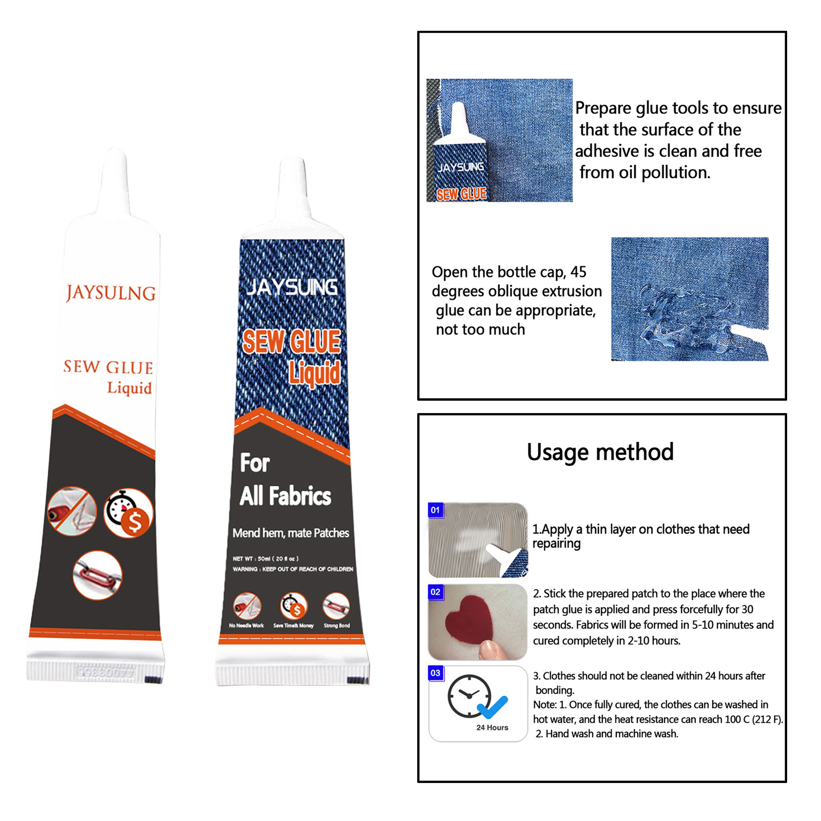 Fabric Glue Waterproof Liquid Patchwork Sew Glue Bonding Knitting Sewing Solution for Cotton Linen Denim Repair Stitching