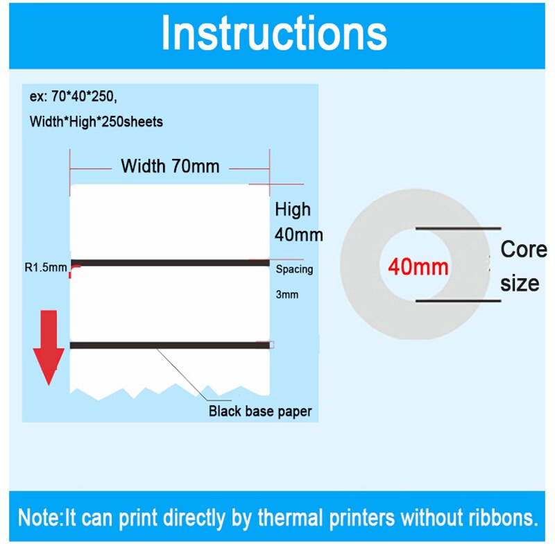 Transparent Thermal Adhesive Label PVC Barcode Paper Packaging Sealing Self-adhesive Sticker 20~100MM Waterproof Tear-proof