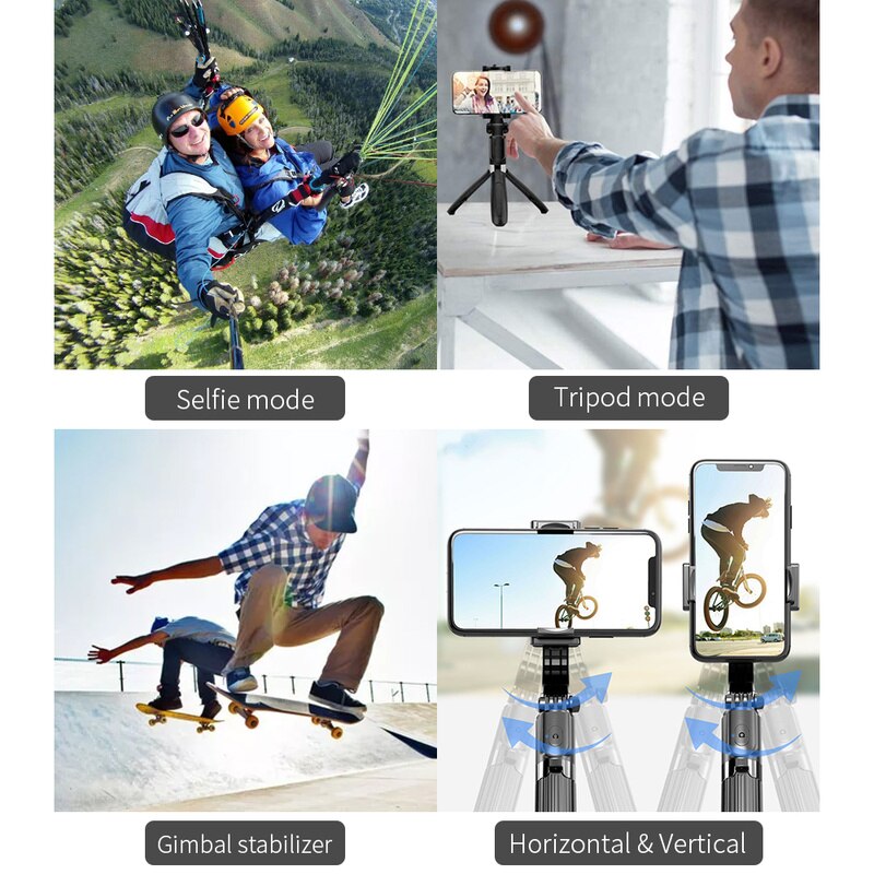 L08 Selfie bâton stabilisateur Smartphone trépied support de téléphone avec Bluetooth Selfie télécommande pour IPhone Android téléphones