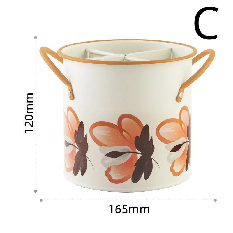 Seau de rangement de vaisselle rétro, égouttoir avec séparateur, boîte de rangement de couteaux et fourchettes de cuisine, décoration de la maison pour outils de cuisine: jaune clair