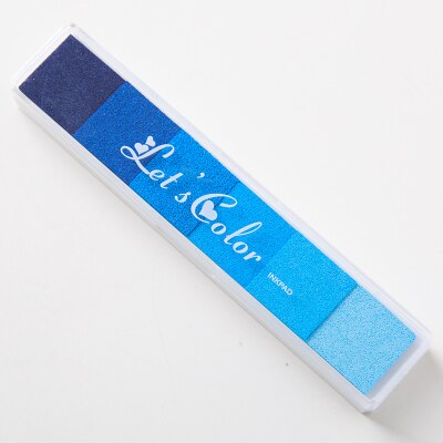 Tampon encreur pour peinture au doigt, 6 couleurs, dégradé de couleur bonbon, coréen: Blue