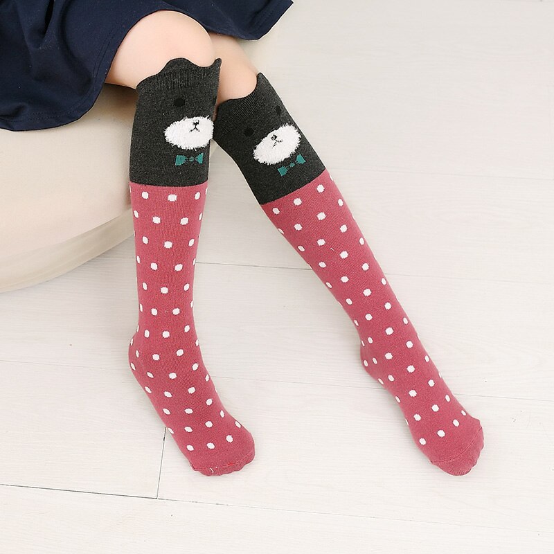 Chaussettes hautes pour bébés filles, longues, en coton, douces, en tricot de dessin animé, pour enfants de 3 à 12 ans: 02-02