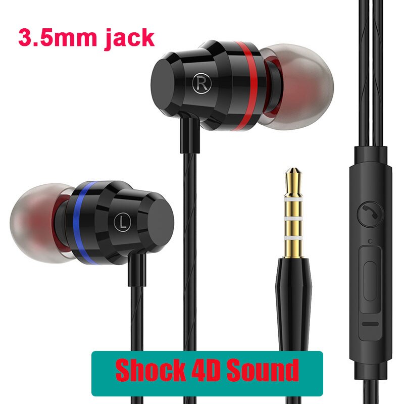 Metal Earphones Type C Headphones Bass Earphone 3.5mm Usb C Ear Buds auriculares fone de ouvido for Xiaomi Mi 10 Pro 9 huawei: 3.5mm black