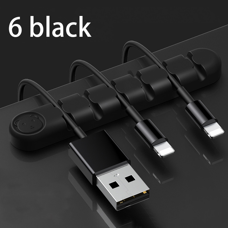 Cable Organizer Silicone USB Cable Winder Desktop Tidy Management Clips Cable Holder for Mouse Headphone Wire Organizer: Silver