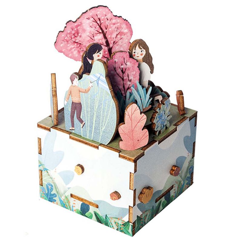 Shop. DIY Wooden Musical Box Girl and Spring Music Box Puzzle Kit Kids Assembly Toy