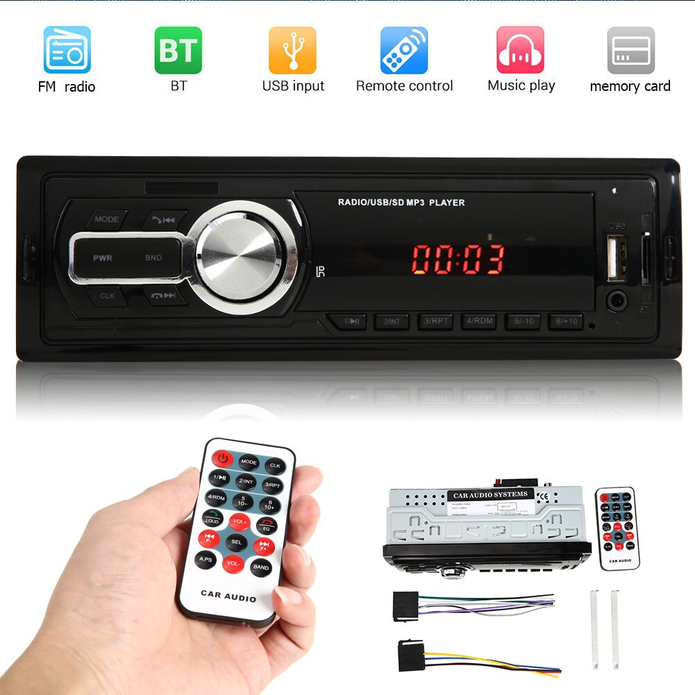 VODOOL 1Din Car Radios Stereo Bluetooth Remote Control AUX-Input USB/RCA FM Audio MP3 Player In-Dash Auto Radio
