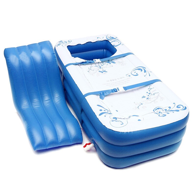 165x85x45cm Blue Large Size Inflatable Bath Bathtub SPA PVC Folding Portable For Adults Household Inflatable Tub