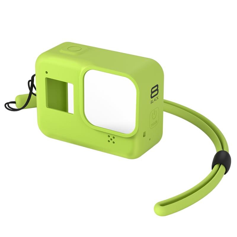 Soft Silicone Case Anti Protective Case Lanyard For Gopro Hero 8 Sports Camera Accessories 4 Colors Computer Camera Case: 3 green