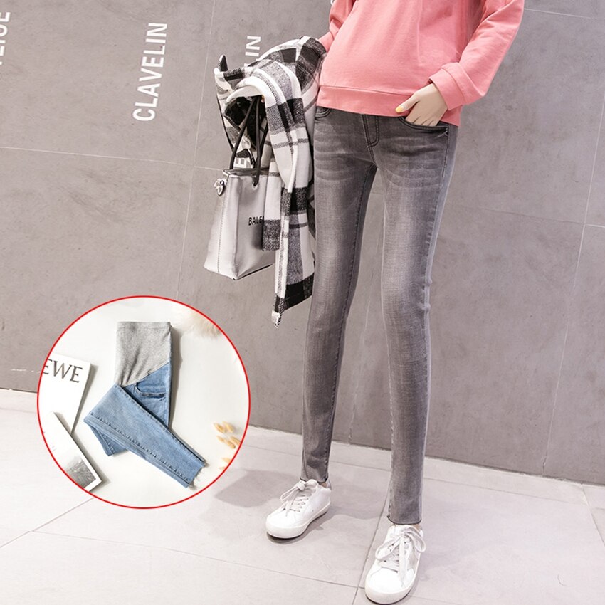 Mutterschaft Denim hosen frühling und herbst schwangere frauen Denim hosen geerntete Schlauch füße hosen lässig mutterschaft tragen