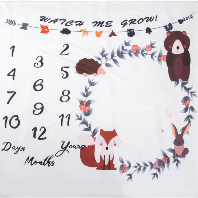 Baby Milestone Foto Props Achtergrond Dekens Dier Patroon Baby Speelmatten Achtergrond Doek Kalender Foto Accessoires Nordic: EF-88