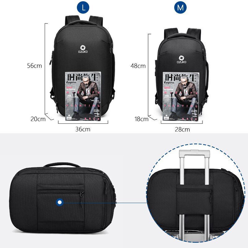 ¡Novedad de ! Mochilas multifunción para hombres OZUKO de 15,6 pulgadas para ordenador portátil, mochilas de para adolescentes, mochilas de viaje impermeables para hombres