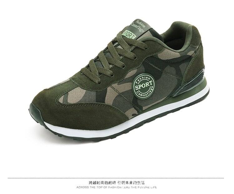 été maille respirant fond plat Camouflage chaussures chaussures pour femmes dentelle vert baskets baskets armée CYL-A07