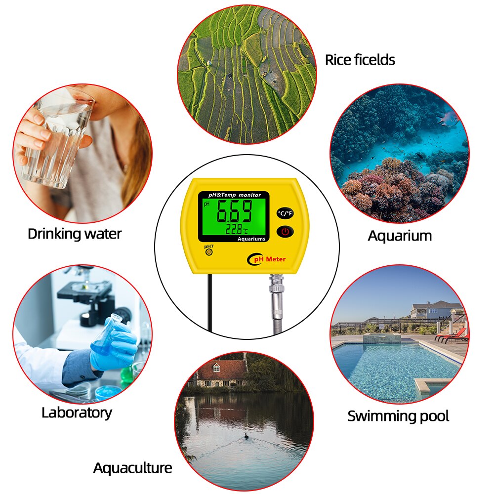 Digital LCD Online pH TEMP Meter Acidimeter Aquarium Drinking Water Monitor 0.01 PH Electrode Analyzer Backlit 21%off