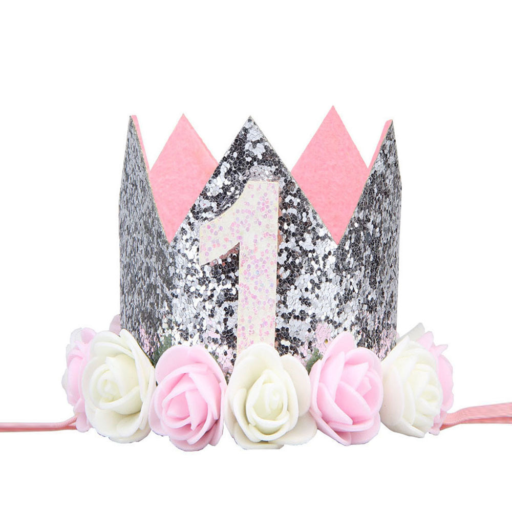 Felice Primo Compleanno Cappellini per Feste E festa arredamento cap di Un Cappello Di Compleanno Della Principessa corona 1st 2nd 3rd anno Vecchio Numero Capretti Del bambino Dei Capelli accessorio: Grigio