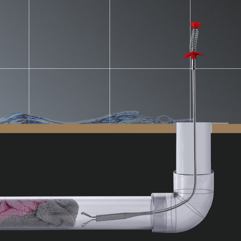 160cm Drain Snake Spring Tube Unblock Tool Bathroom Sewer Dredge Anti-Clogging Tool Kitchen Sink Cleaning Hook Item Grabber