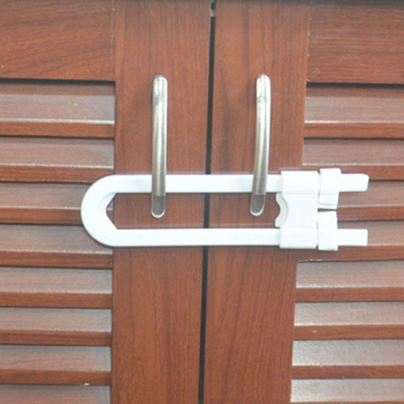 1pc Plastic Baby Safety Lock U-Shaped Cabinet Latches Kids Toddler Safe Closet Kitchen Door Locks