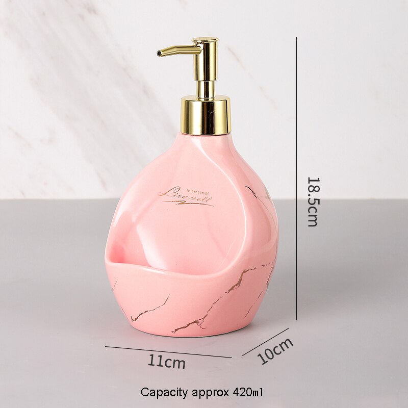 Ceramic Shampoo Bottle Modern Bathroom Soap Dispenser Set Household Dual Purpose Squeeze Bottled Daily Necessities: C1 420ml