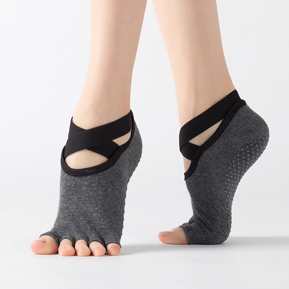 Calcetines de Yoga de cinco dedos para mujer, medias antideslizantes transpirables de secado rápido, de , de algodón, para Ballet, baile y Fitness: 05