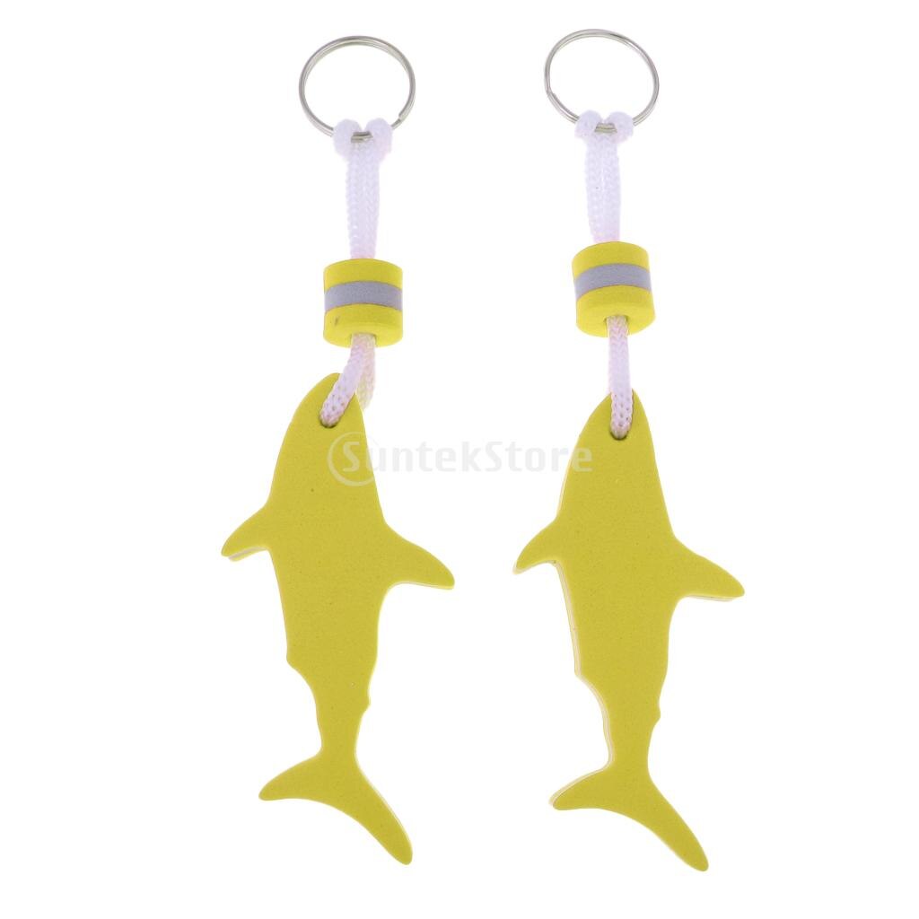 2 Stuks Lichtgewicht Shark Eva Foam Drijvende Sleutelhanger Sleutelhanger Surf Zwemmen Vissersboot Water Float Boei Sleutelhouder-kiezen Kleuren: Yellow