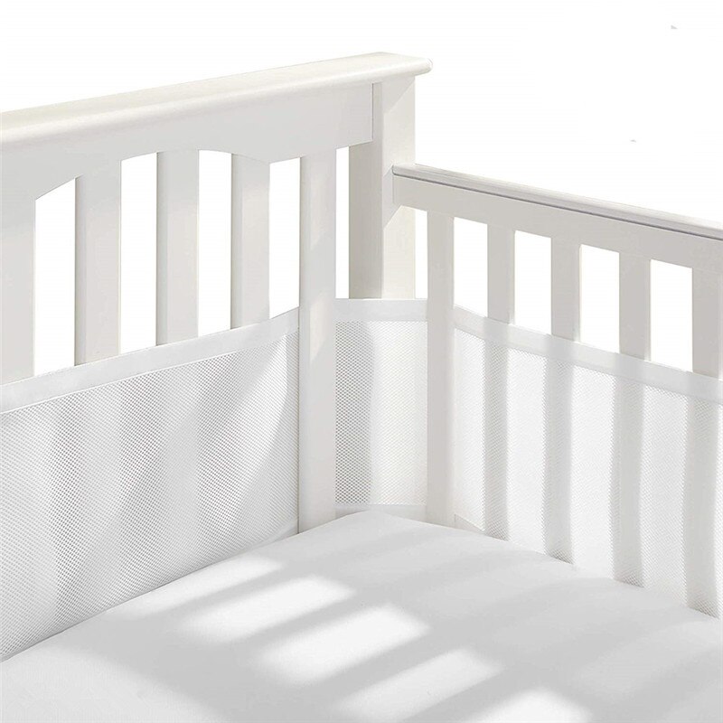 Pare-choc de berceau en maille respirante pour bébé, protection pour -né: WHITE