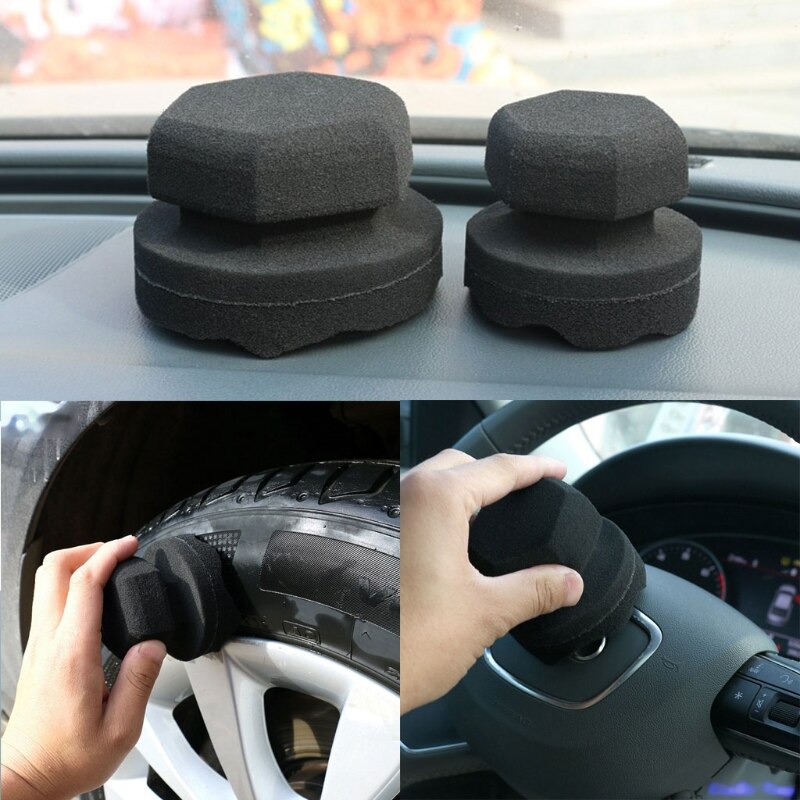 Car Wax Polishing Sponge Hexagonal Grip Applicator Hand Tire Wax Sponge High Density Sponge Car Cleaning Car Wash Tire Cleaner