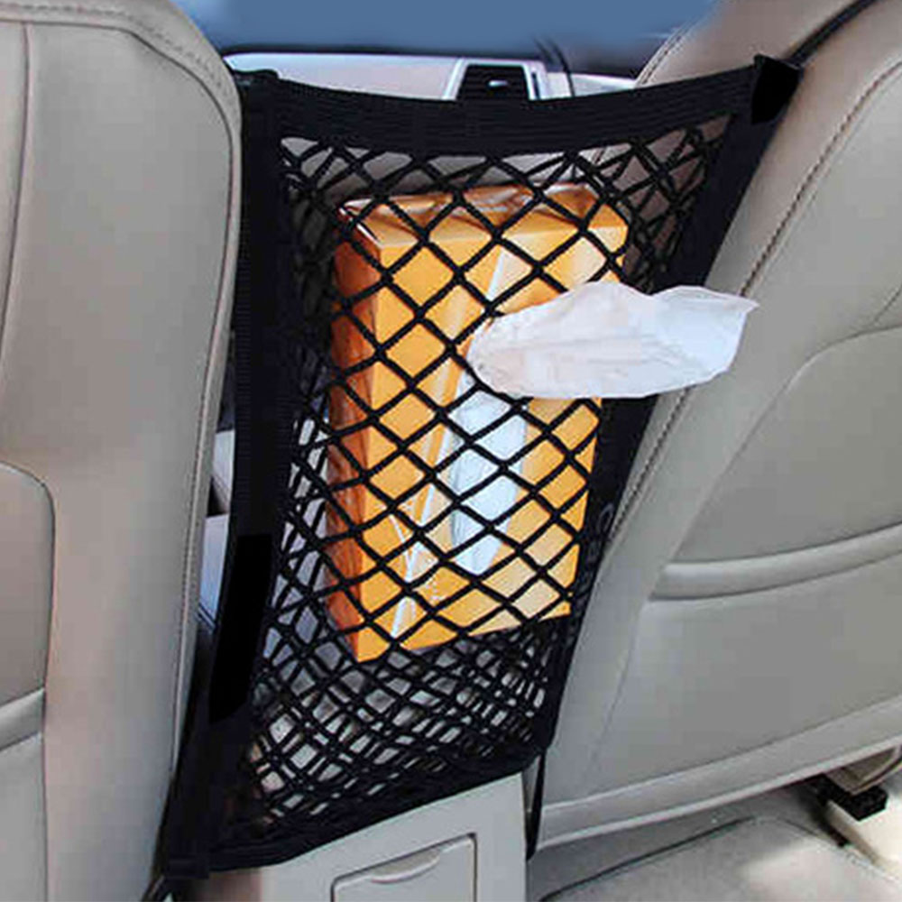 Auto Organizer Seat Back Sundriesopslag Elastische Auto Mesh Netto Zak Tussen Tas Bagage Holder Pocket Voor Auto Voertuigen 30*25 Cm