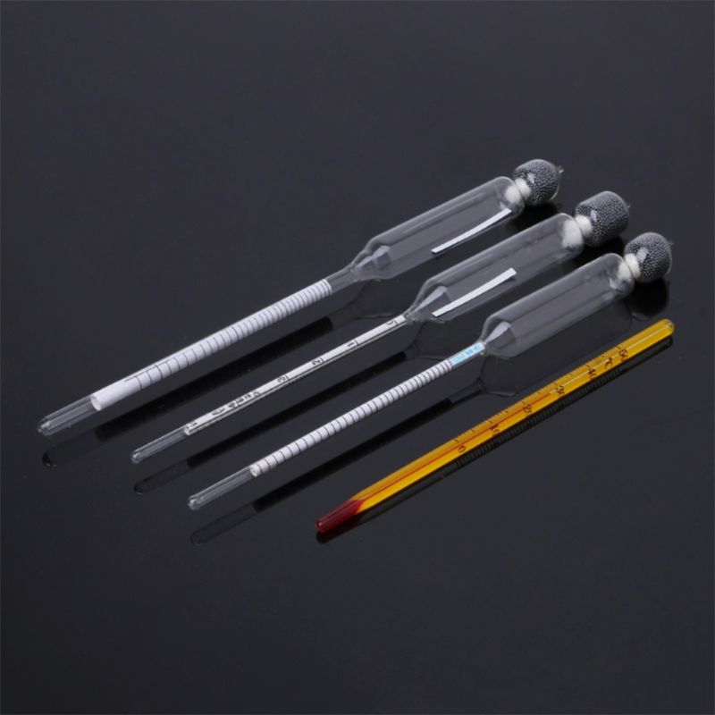 Hydrometer Tester Vintage measuring bottle wooden box Set Tools Alcoholmeter Alcohol Meter Wine Concentration Meter Thermometer