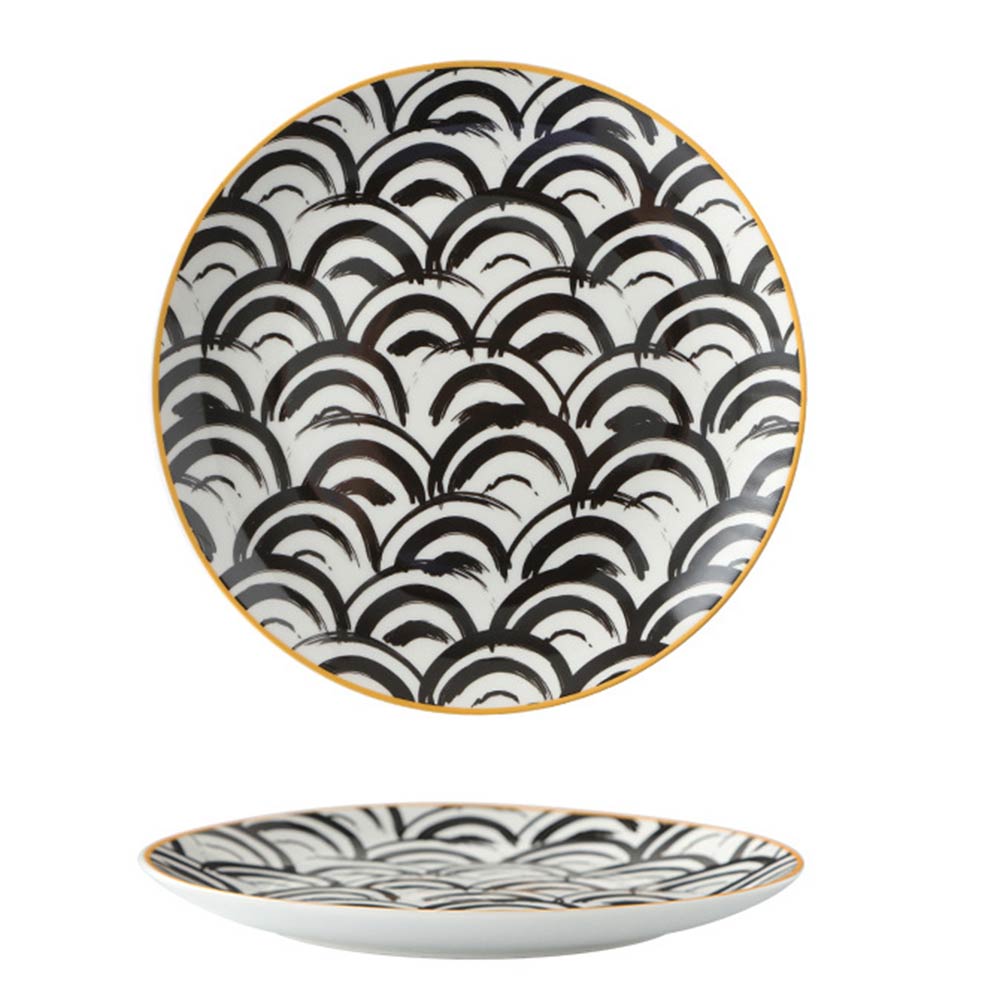 Plato de cerámica con formas geométricas para comida, plato colgante para desayuno, fruta, decoración de restaurante, suministros de cocina: F