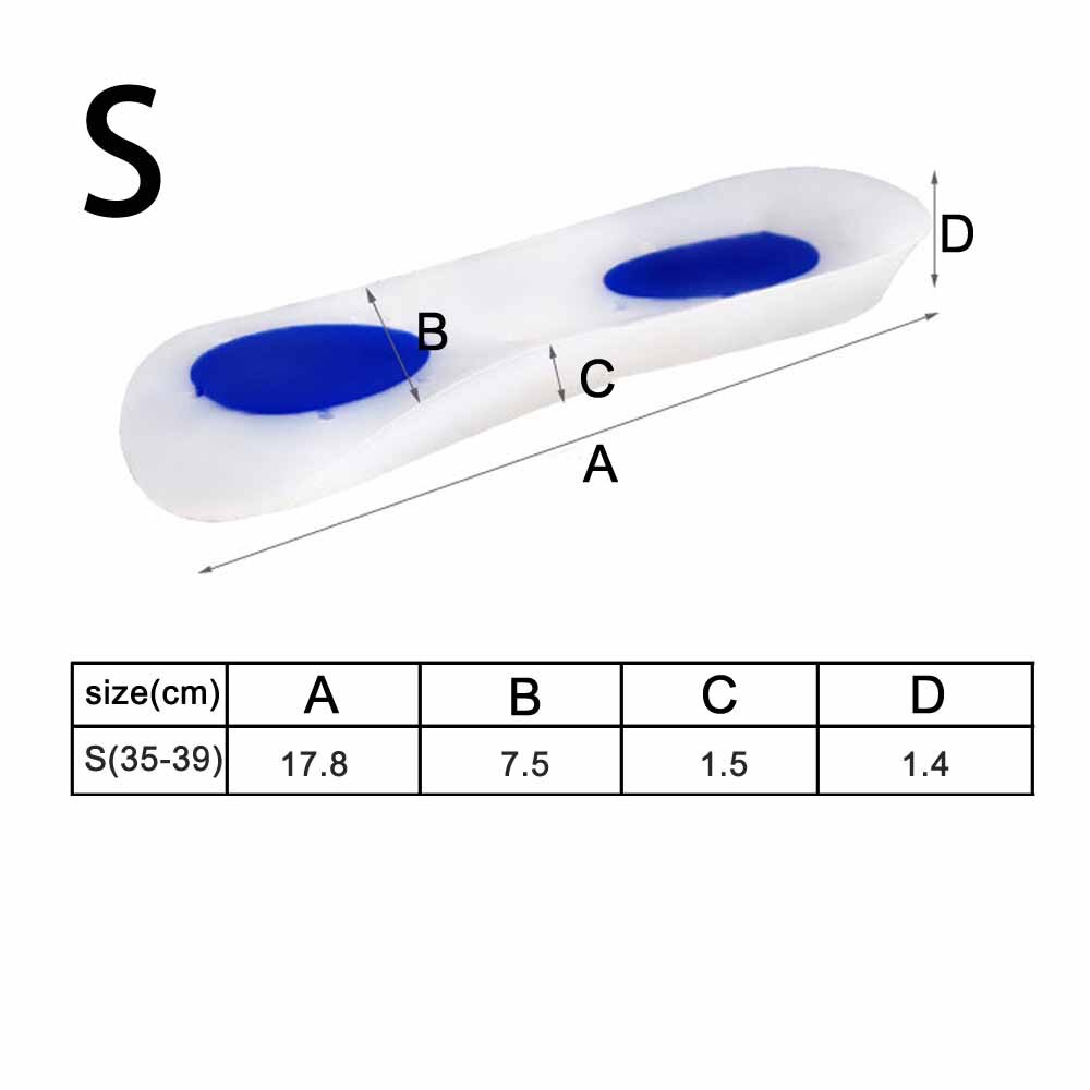 1 par silikone indlægssåler svangstøtte ortopædiske silikone sko indlæg hælskåle 3/4 smertelindrende plantar fasciitis indlægssåler unisex: S
