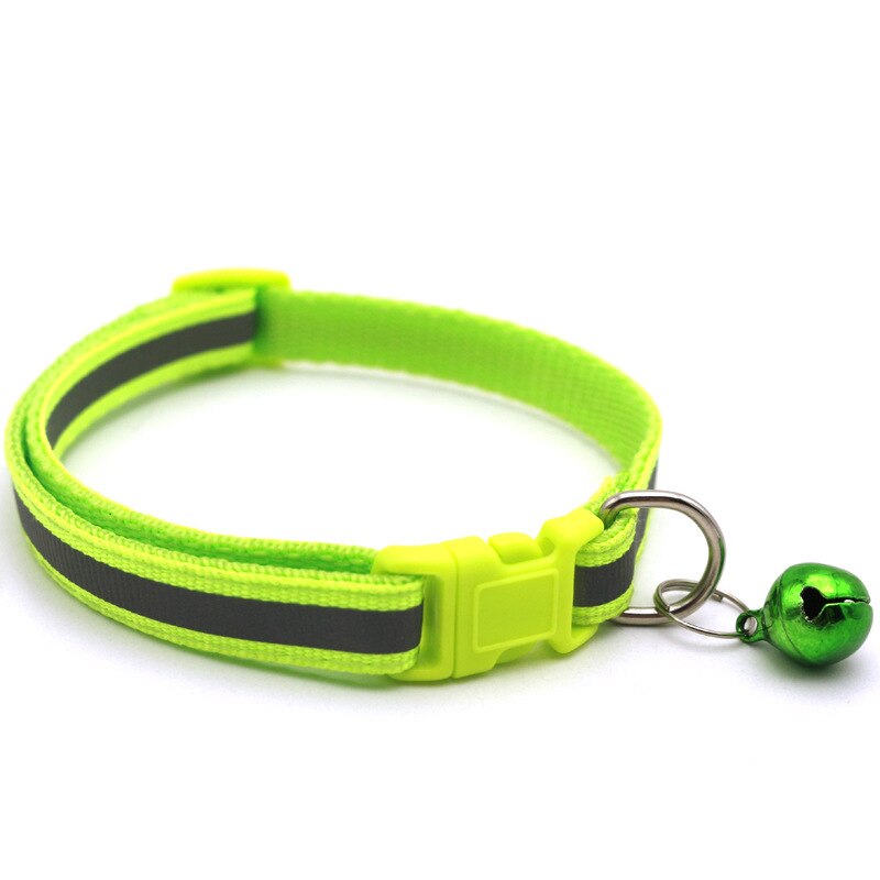 Collar reflectante para mascotas Collar campana ajustable tamaño adecuado para los gatos y suministros para mascotas perros básicos collares: Fluorescent green
