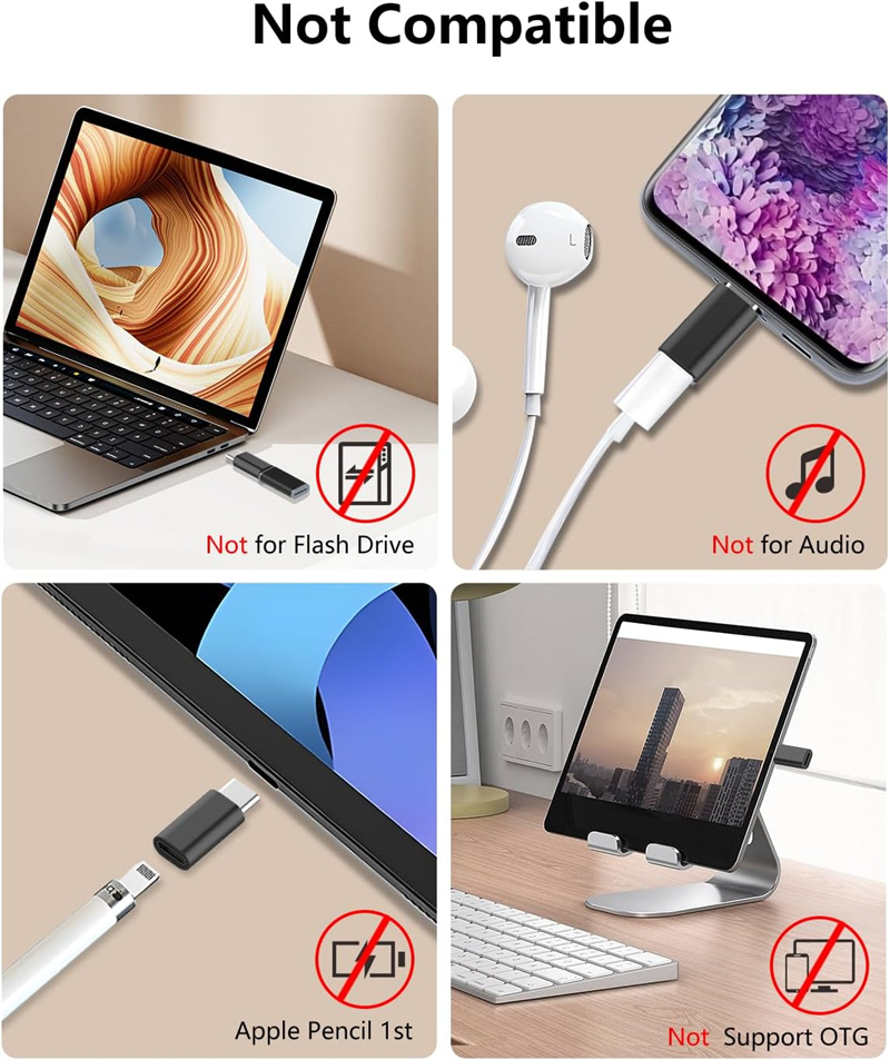 3 SZTUKI przejściówek Lightning żeński na USB C męski do iPhone'a 15 Pro Max Plus IPad typu C do 8-pinowego złącza ładowania i synchronizacji danych