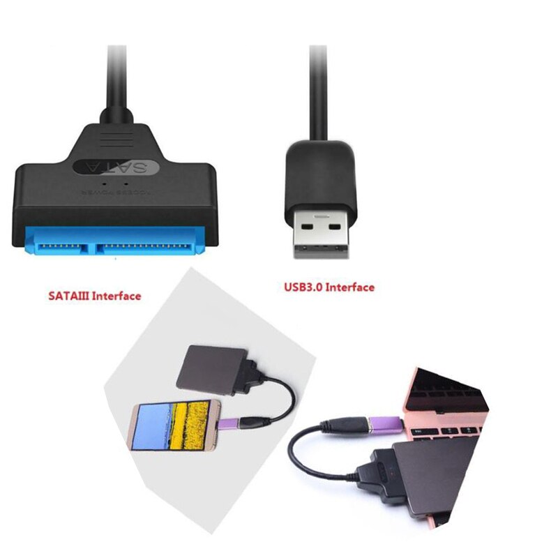 USB 2.0 To SATA 22 Pin Laptop Hard Disk Drive SSD Adapter Converter Cable