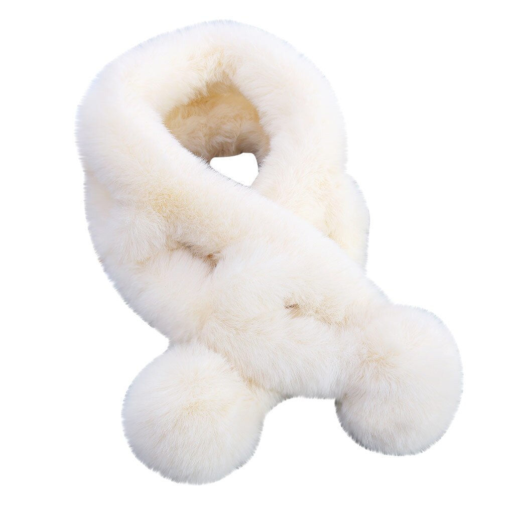Enfants hiver écharpe pompon bébé écharpe garçons filles cou écharpes à tricoter avec fourrure boule foulard echarpe foulard A20: Beige
