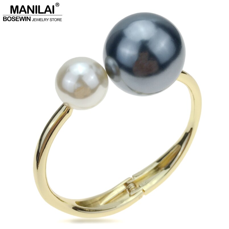 Bracciali Charm MANILAI Donna - Jonc Manicotto Imitazione Perla - Gioielli Statement Trendy
