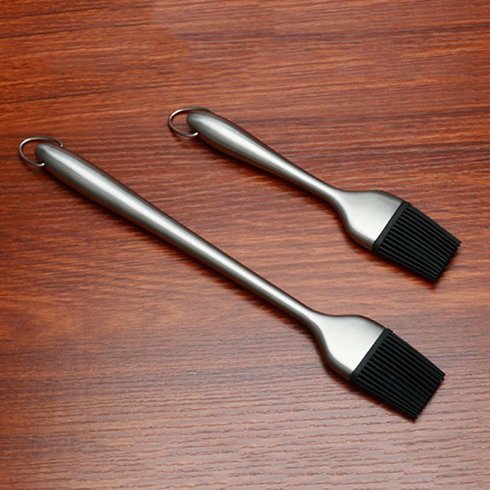 BBQ Oil Brush Silicon Basting Head Stainless Steel Handle Grill Barbecue Cooking Food safe Sauce Brush Removable Kitchen Gadget