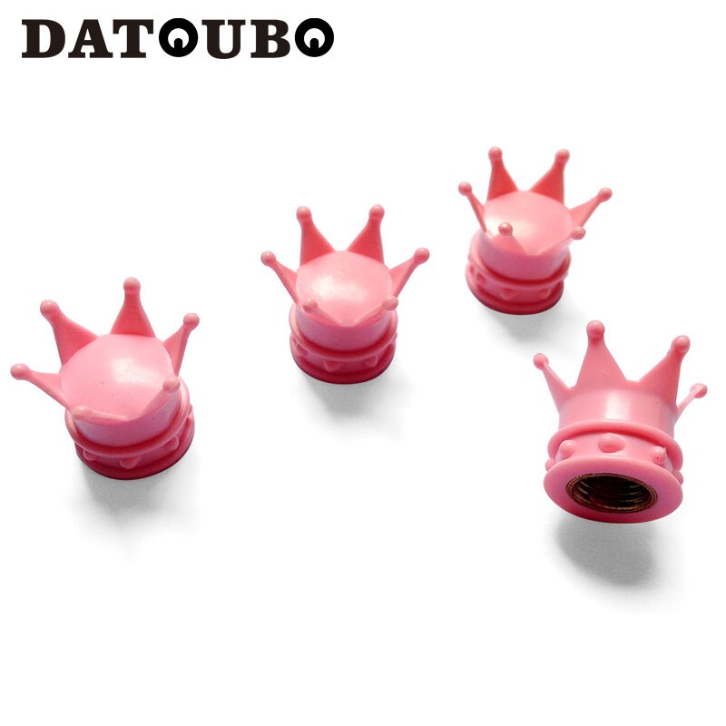 Datoubo tampas de válvula de pneu de carro, 16 peças, novidade abs, design coroa, dourado, cromado, cor rosa, tampa da válvula do pneu de carro, tampa da poeira de ar.: 16 pcs pink color