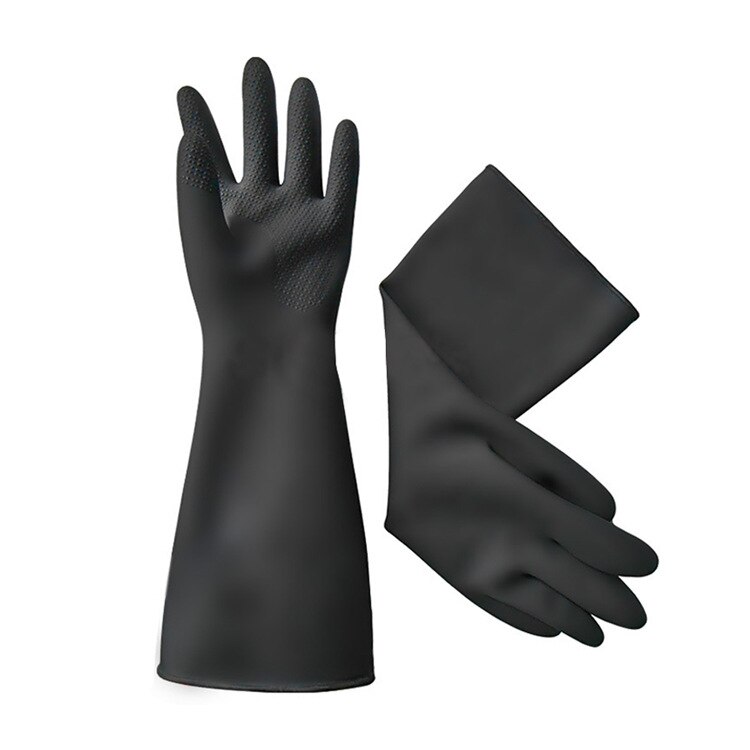 Lange rubberen handschoenen 40 CM zuur olie grote werven dikke warme latex handschoen werkhandschoenen binnenkant