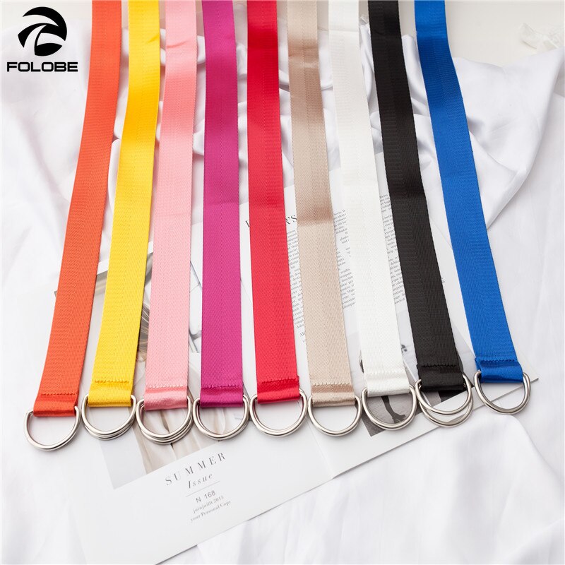 FOLOBE Women Unisex Belt Solid Canvas Belts Woven Female Fabric Waistband White Black Red Yellow Men
