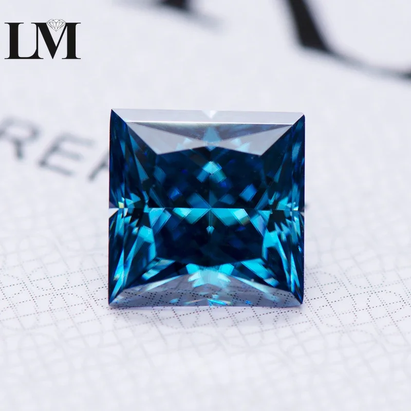 Moissanite steen saffier blauwe kleur Princess Cut edelsteen voor sieraden maken materiaal Lab Grown geavanceerd met GRA-certificaat