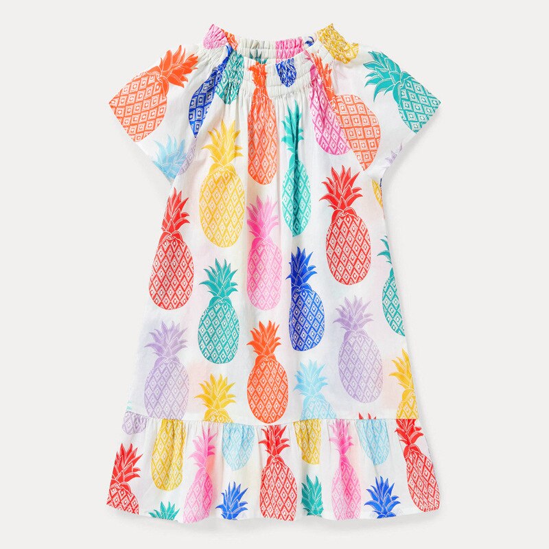 Robe d&#39;été en coton pour filles, vêtements princesse de plage, coupe A-line, motif ananas, à la , vêtements d&#39;école