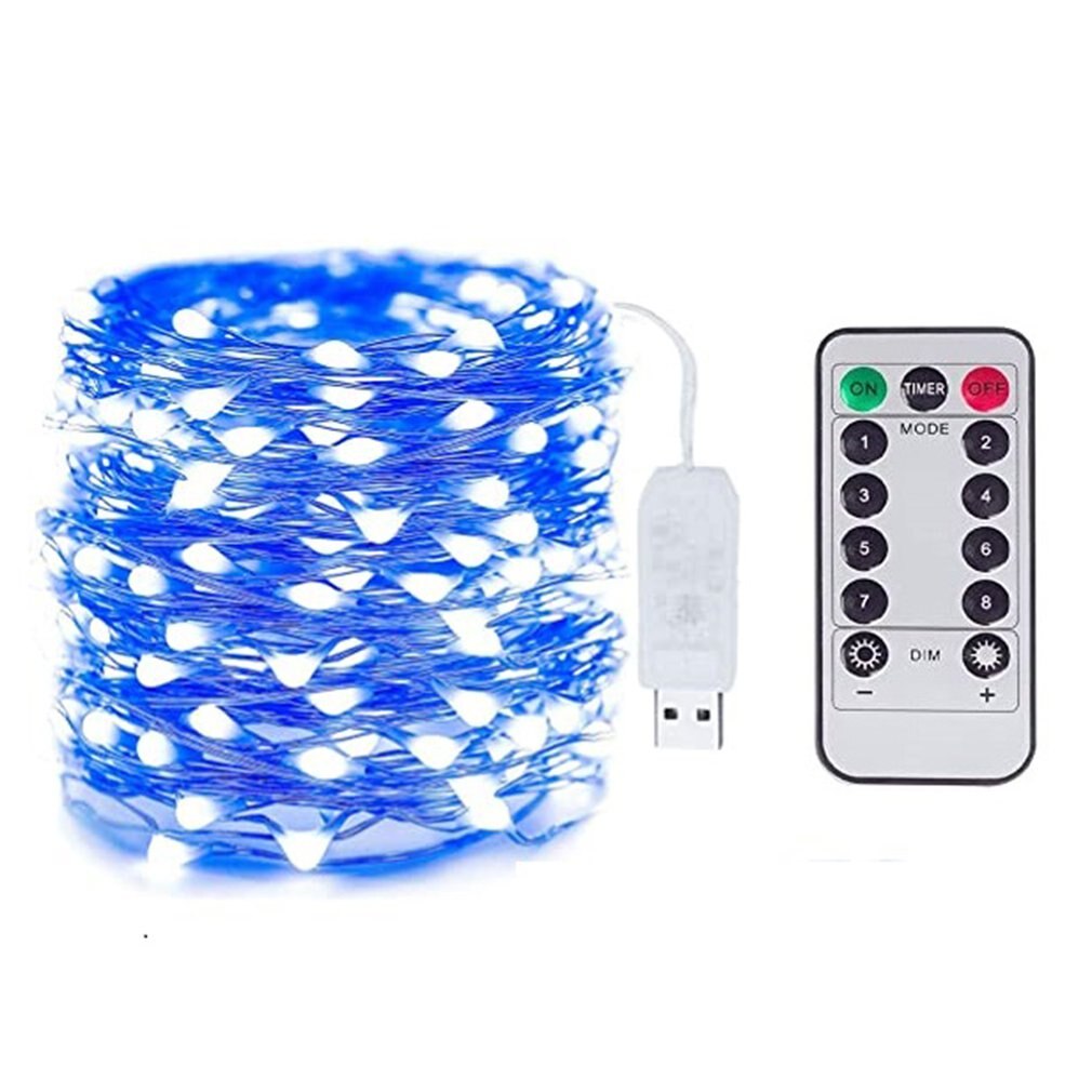 Usb Remote Control Copper Wire Light String Christmas Day Wedding Decoration Led Copper Wire Star Lights: 20m blue