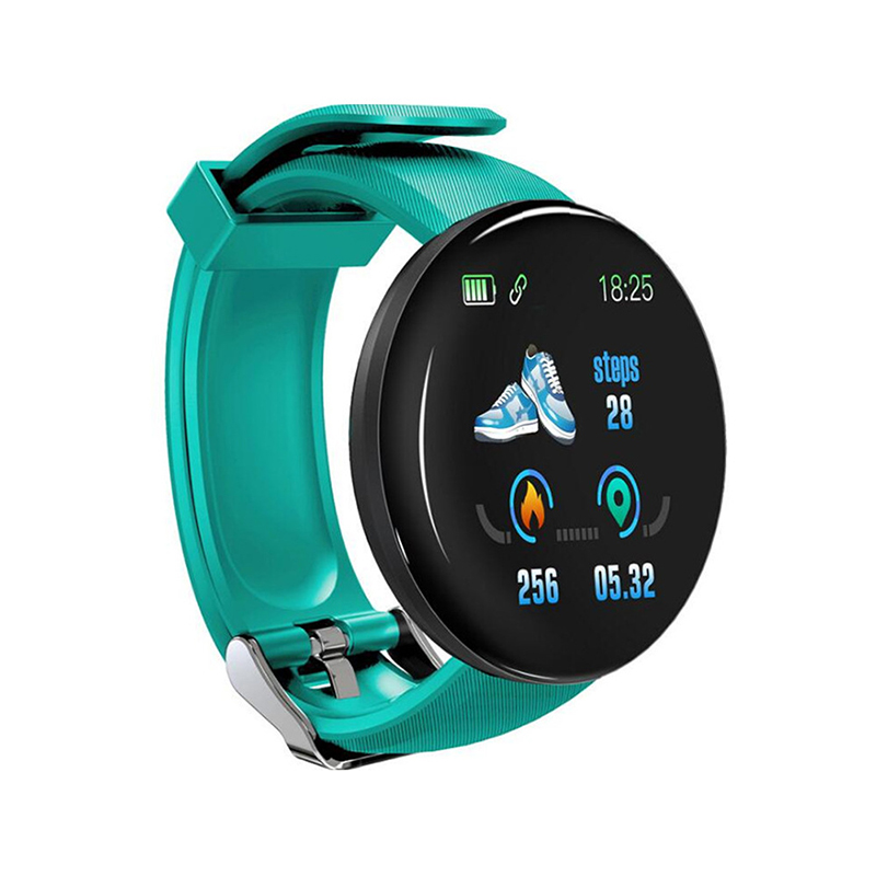 D18 Smart Horloge Mannen Vrouwen Bloeddruk Fitness Tracker Ronde Smartwatch Waterdichte Sport Slimme Klok Voor Android Ios: green