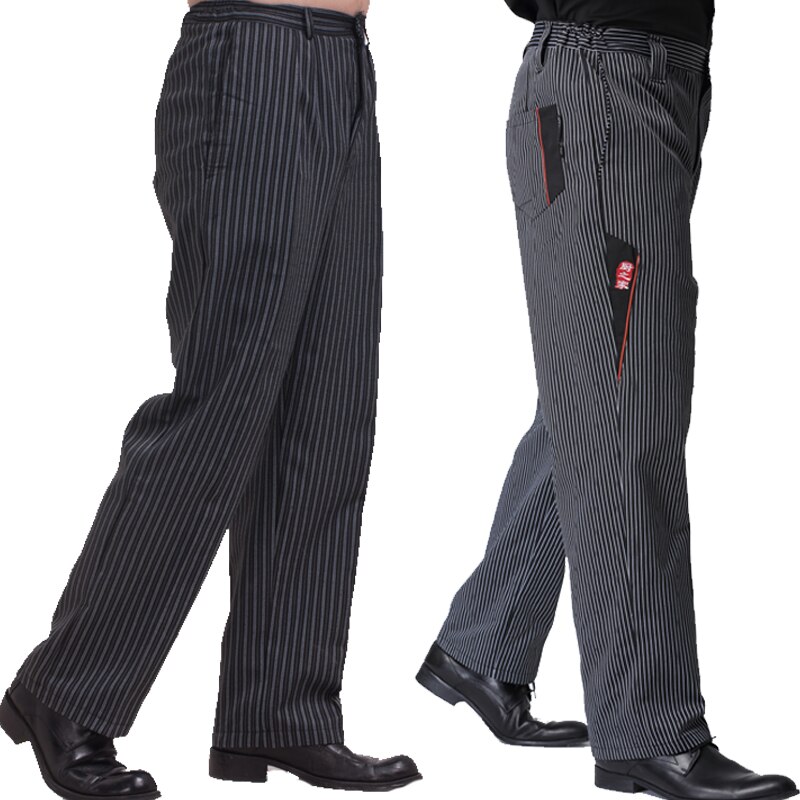 unisex Koch hosen Restaurant Uniform Koch Schlauch grau gestreiften Elastische arbeitskleidung für männer Zebra hosen kochen kostüm